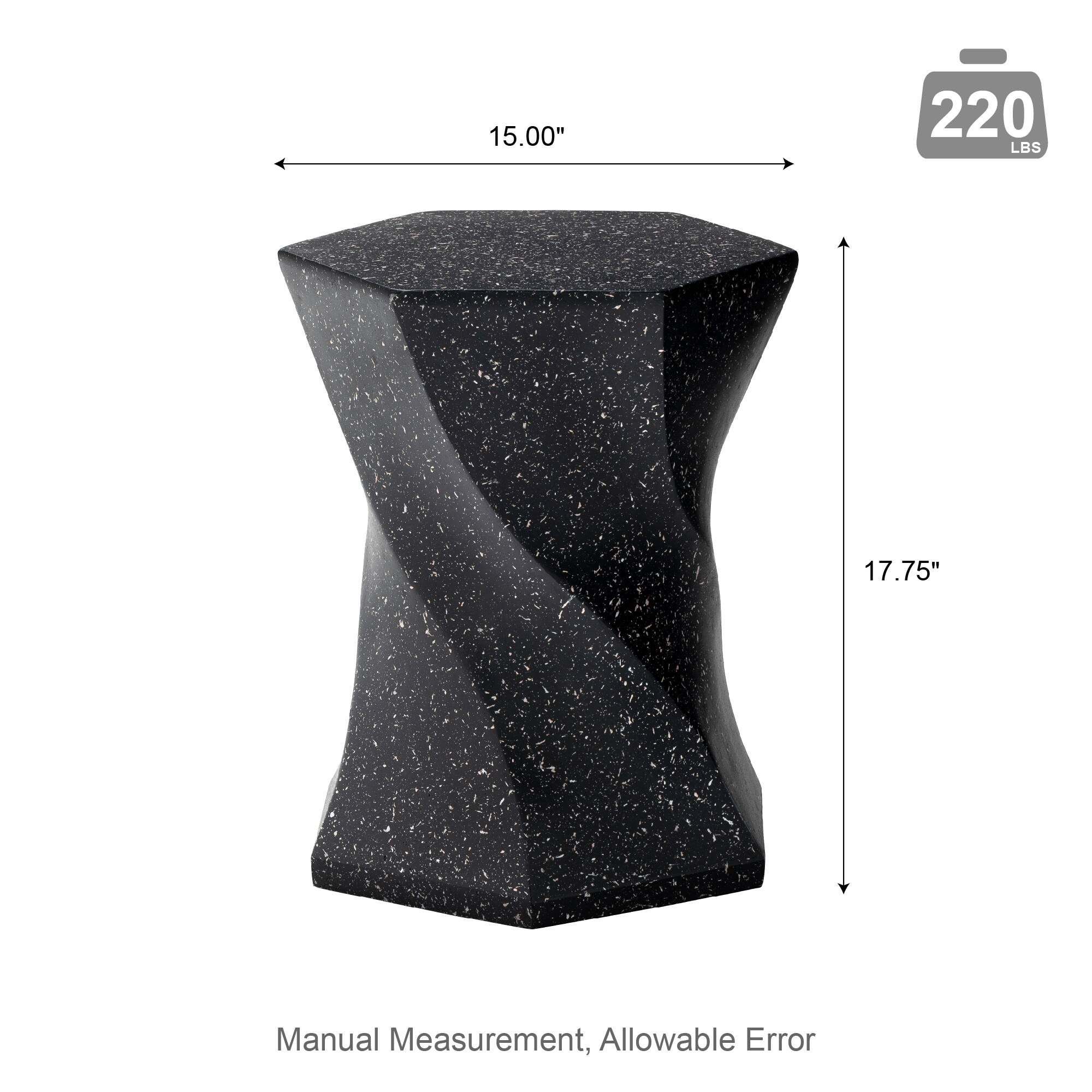 Glitzhome® 17.75" Multifunctional Twist-Style Faux Terrazzo Garden Stool